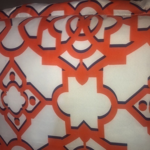 Size 30 x 24 button top closure Pillow shams in orange white and navy - Picture 4 of 7